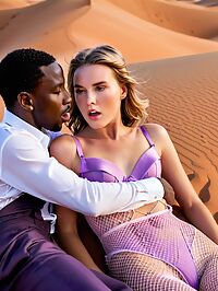 Black man has sex with a 20 year old white woman in Sossusvlei Namibia at dusk